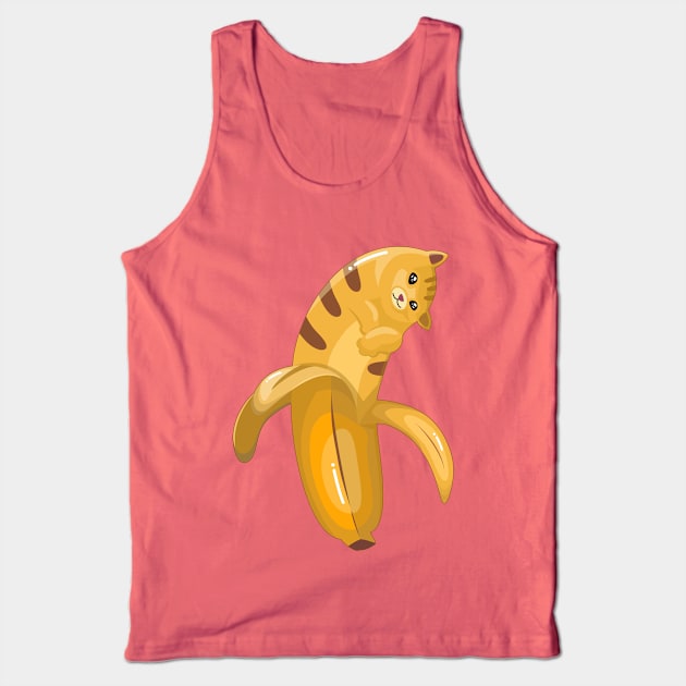 Cute Banana Yellow Cat Tank Top by Acho Underpeak